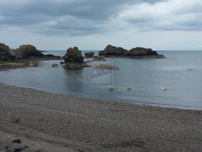 beach and sea at dunure in scotland