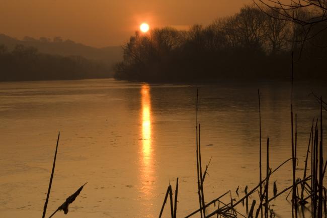 Deneby ings.  Frozen lake at sunrise.